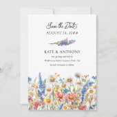 カントリー・ワイルドフラワーエンゲージメント写真結婚式 セーブザデート (正面)