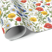 カントリー・ワイルドフラワー素朴かわいらしカラフルフローラ ラッピングペーパー (ロールコーナー)