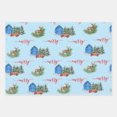 カントリー ヴィンテージ トラック、納屋、鹿 & バッファロー プライド ラッピングペーパーシート (正面)