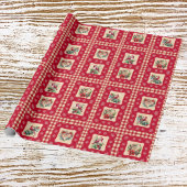 カントリー（鳥）ショウジョウコウカンチョウとフローラリースジンガムスクウェア ラッピングペーパー