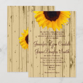 カントリー sunflower バーンスタイルのウェディング招待状 招待状 (正面/裏面)
