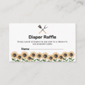 カントリーBBQひまわりオムツラッフルベビーシャワー エンクロージャーカード (正面)