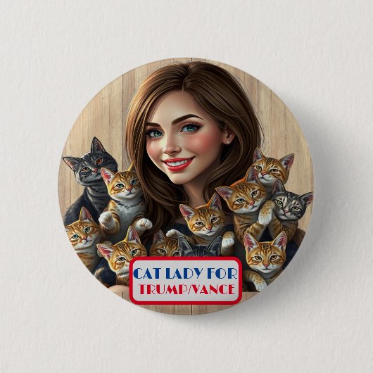 カントリーGals Cat Lady for Trump/Vanceボタン 缶バッジ (正面)