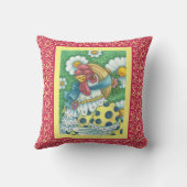 カントリーHEN、水玉模様チキン装飾用クッション赤 クッション (裏面)