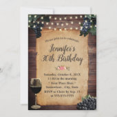 カントリーVineyard String Lightsワインバースデーパーティー 招待状 (正面)