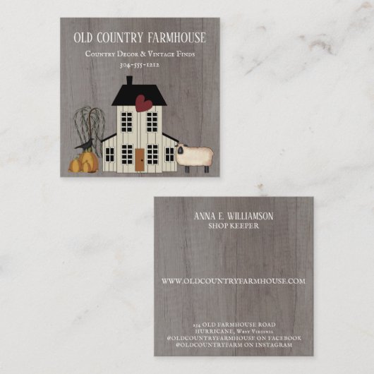 カントリ初期のー素朴オールドファームハウス秋羊 スクエア名刺 (正面/裏面)