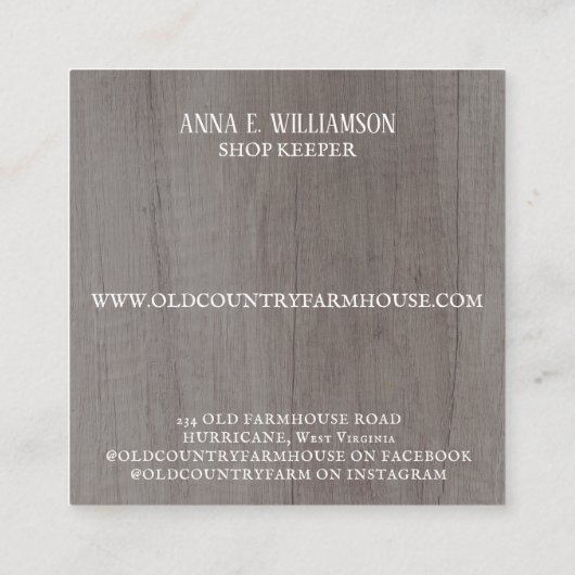 カントリ初期のー素朴オールドファームハウス秋羊 スクエア名刺 (裏面)