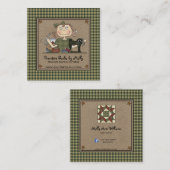 カントリ初期のー素朴裁縫キルティングの作成 スクエア名刺 (正面/裏面)