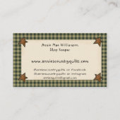 カントリ初期のー裁縫ドールホームズプ素朴ン 名刺 (裏面)