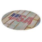 カントリ動揺してーUSA国旗かわい素朴ウッドバーン カッティングボード (角)