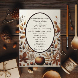 カントリ素朴ミニマル秋パンプキンス結婚ズ 招待状