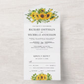カントリ素朴ンサンフラワーブーケ結婚フローラ オールインワン招待状 (内側)