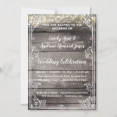 カントリ素朴ンバーンウッドフェアリーライツ結婚ズ マグネット招待状 (正面)