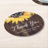 カントリ素朴ンヒマワリ結婚ウッド ラウンドペーパーコースター (アングル)