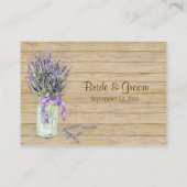 カントリ素朴ーのメイスンジャーフランスのラベンダーブーケ プレイスカード (裏面)