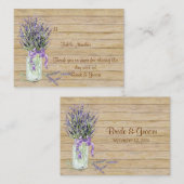 カントリ素朴ーのメイスンジャーフランスのラベンダーブーケ プレイスカード (正面/裏面)