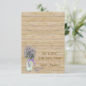 カントリ素朴ーのメイスンジャーフランスのラベンダーブーケ 招待状 (スタンド正面)