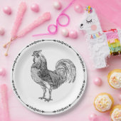 カントリ素朴ーの鶏の白黒 ペーパープレート (パーティー)