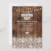 カントリ素朴ーウェスタンクリスマスディナーデイパーティー 招待状 (正面)