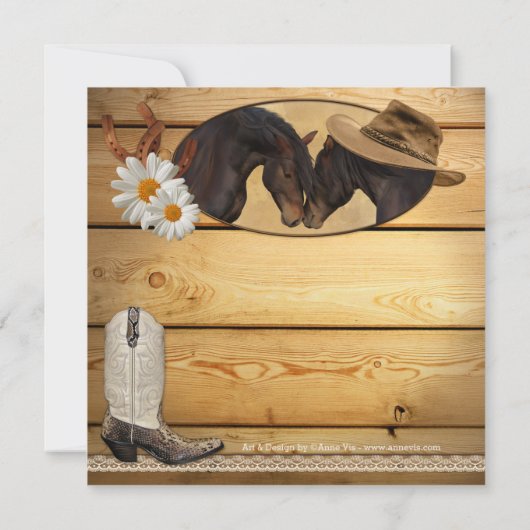 カントリ素朴ーウェスタン・ウマ結婚式招待状 招待状 (裏面)
