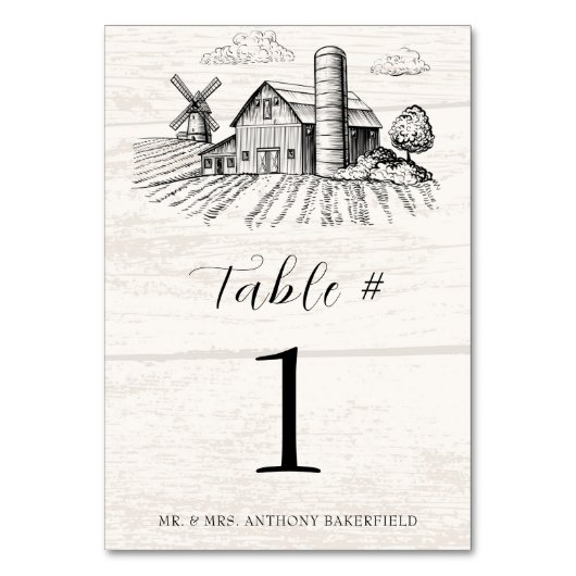 カントリ素朴ーウエスタンバ結婚ンズ テーブルナンバー (正面)
