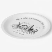 カントリ素朴ーウエスタンバ結婚ンズ ペーパープレート (アングル)