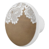 カントリ素朴ーウエスタンブラウン&ホワイトレースエレガント セラミックノブ (右)