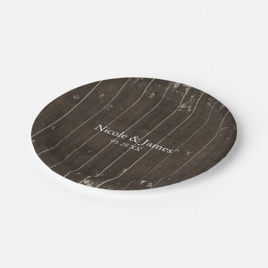 カントリ素朴ーウエスタン木製動揺してウッドBBQ ペーパープレート (アングル)