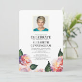 カントリ素朴ーウォーターカラー花模様写真記念 招待状 (スタンド正面)