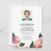 カントリ素朴ーウォーターカラー花模様写真記念 招待状 (正面)