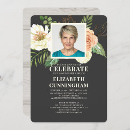 カントリ素朴ーウォーターカラー花模様写真記念 招待状