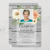 カントリ素朴ーウォーターカラー花模様写真記念 招待状 (正面/裏面)