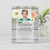 カントリ素朴ーウォーターカラー花模様写真記念 招待状 (スタンド正面)