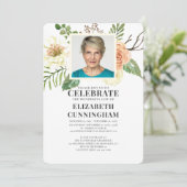 カントリ素朴ーウォーターカラー花模様写真記念 招待状 (スタンド正面)
