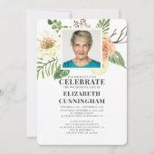 カントリ素朴ーウォーターカラー花模様写真記念 招待状 (正面)