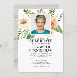 カントリ素朴ーウォーターカラー花模様写真記念 招待状