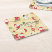 カントリ素朴ークリスマスヴィンテージスタイル スクエアペーパーコースター (アングル)