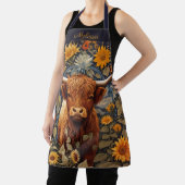 カントリ素朴ーサイドハイランドカウヒマワリ エプロン (インサイチュ)