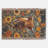 カントリ素朴ーサイドハイランドカウヒマワリ スローブランケット (正面)