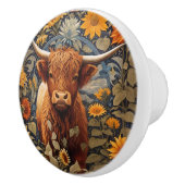 カントリ素朴ーサイドハイランドカウヒマワリ セラミックノブ (右)