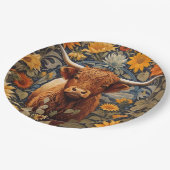 カントリ素朴ーサイドハイランドカウヒマワリ ペーパープレート (アングル)