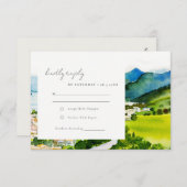 カントリ素朴ーサイドレイクビレッジウォーターカラー結婚ズ エンクロージャーカード (正面/裏面)