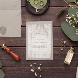 カントリ素朴ースフェイクレースバーンウッド結婚ズ 招待状