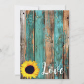 カントリ素朴ーティール（緑がかった色）バーンウッドサンフラワー結婚ズ 招待状 (裏面)