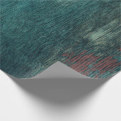 カントリ素朴ーティール（緑がかった色）木目 ラッピングペーパー (角)