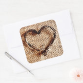 カントリ素朴ートインハートオンバーラッププリント スクエアシール (封筒)