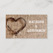 カントリ素朴ーハートの結婚座席表 プレイスカード (裏面)