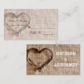 カントリ素朴ーハートの結婚座席表 プレイスカード (正面/裏面)