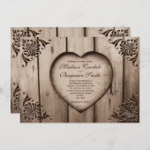 カントリ素朴ーハートバーンウッド結婚式招待状 招待状 (正面/裏面)