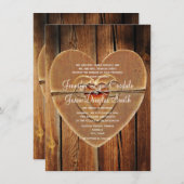 カントリ素朴ーハートバーンウッド結婚式招待状 招待状 (正面/裏面)